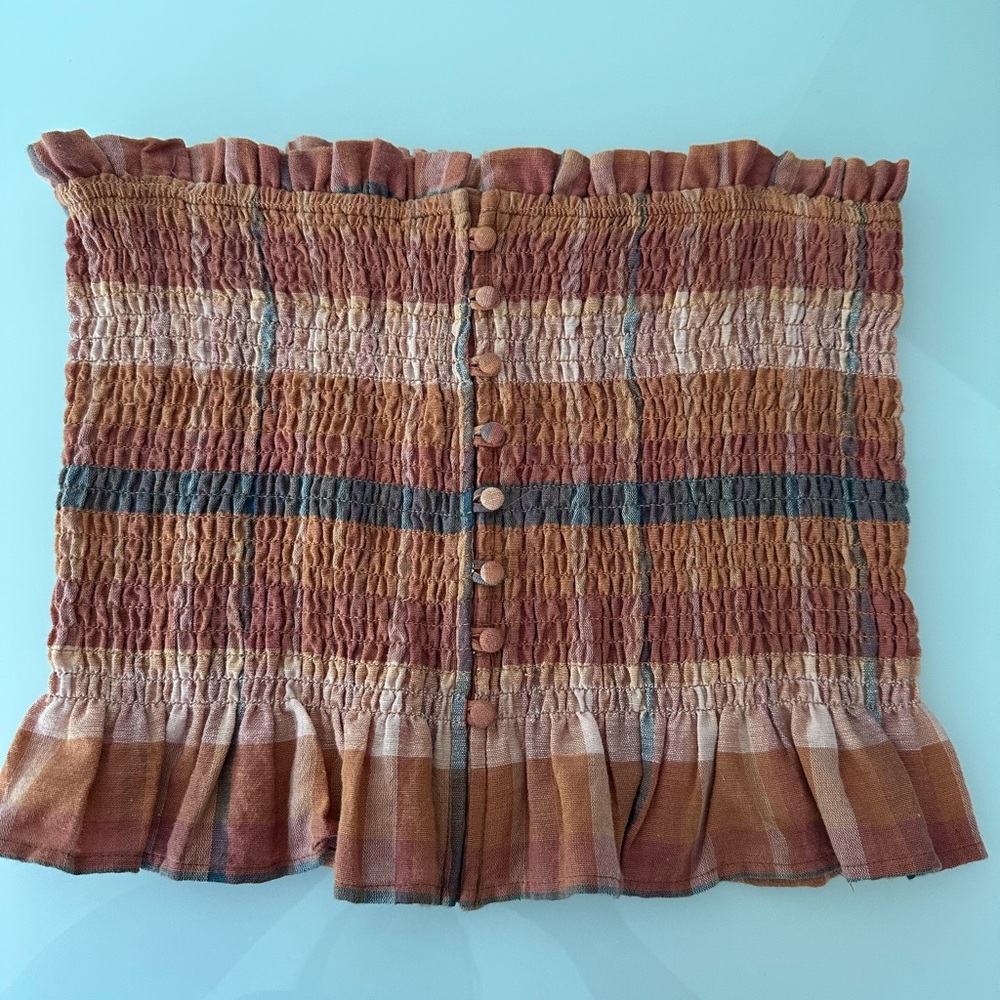 American Eagle strapless crop top, medium size, brown color with ochre.